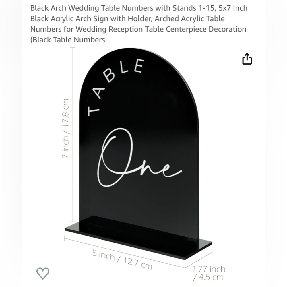 Acrylic table numbers 1-15
